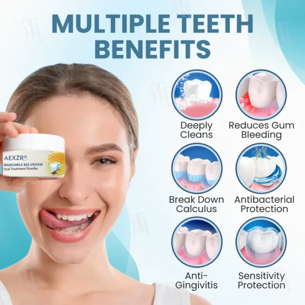 ✅ Recommended by professional dentists🦷 AEXZR® Makesmile Bee Venom Oral Treatment Powder - A one-month supply that eliminates 90% of bacteria that regular brushing can't handle🔥