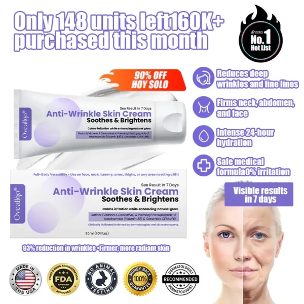 Oveallgo® Anti-Wrinkle Cream To Eliminate Wrinkles, Firm And Whiten The Skin - Last offer! 🔥90% discount
